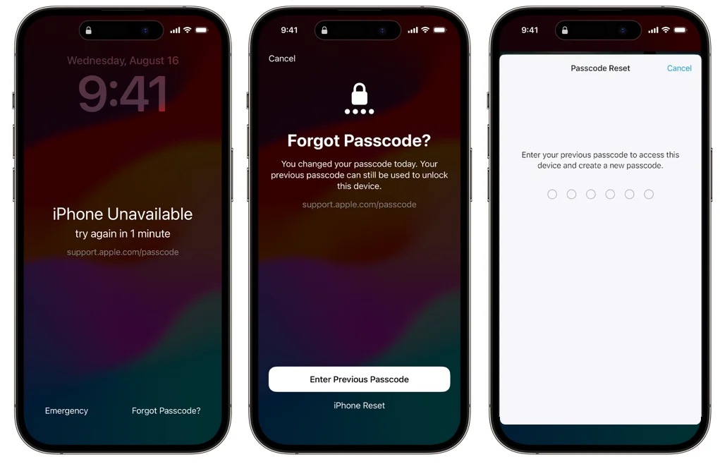 get past iphone lock via ios 17 passcode reset