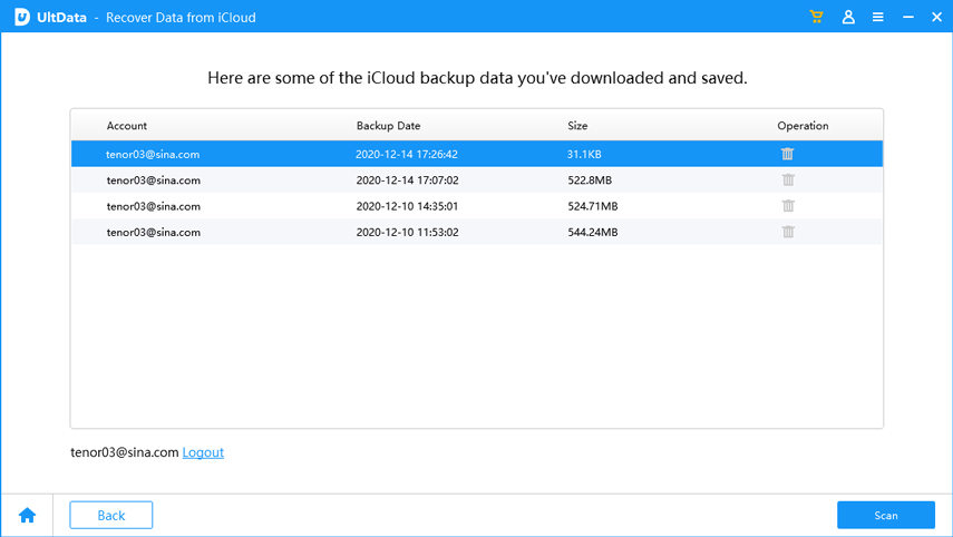 select backup