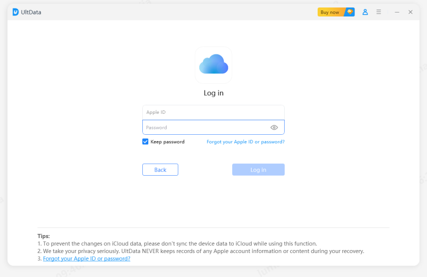 sign in ultadata icloud