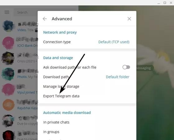 export telegram data