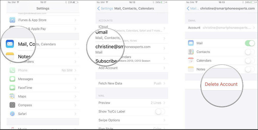 delete mail account