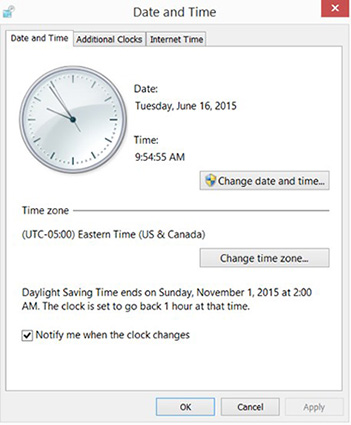 date time on windows