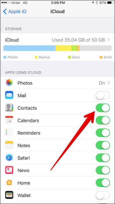 Backup Contacts on iPhone