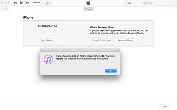 Restaurer l'iPhone indisponible en mode de récupération