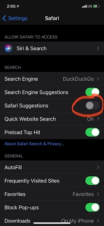 safari not working - turn off safari suggestions