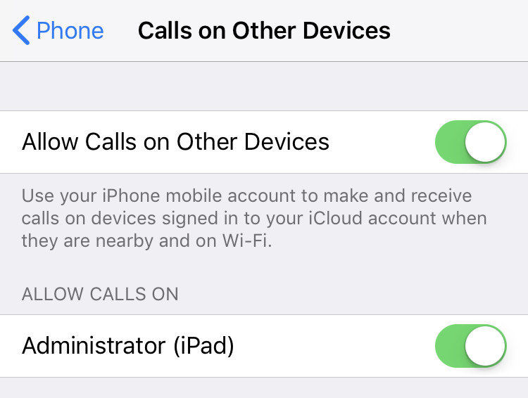 refresh allow calls on other devices