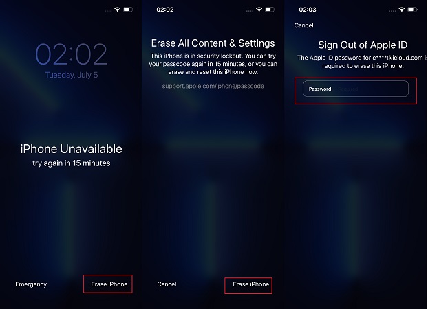 effacer l'écran indisponible de l'iphone sur l'iphone